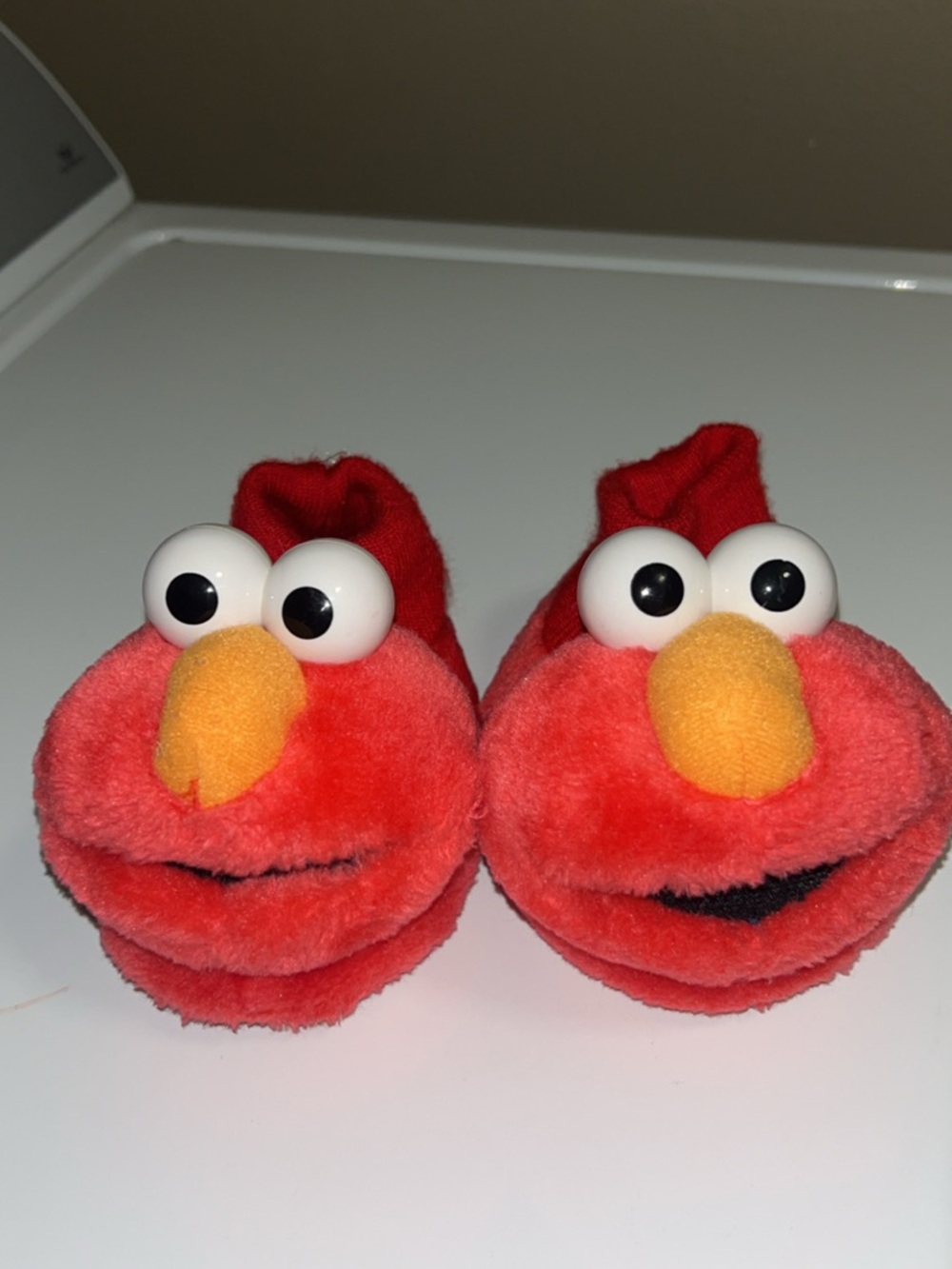 Sesame Street Elmo Red Plush Kids Slippers with Yellow Nose